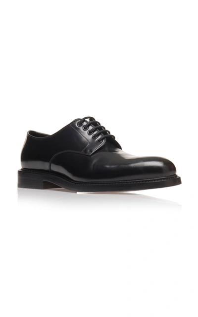 Shop Prada Lace-up Calfskin Blucher Shoes In Black