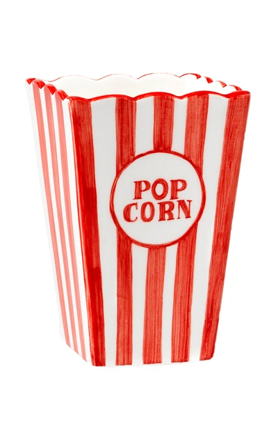 Shop Moda Domus Small Ceramic Pop Corn Bucket; Hand-painted Decoration In Red