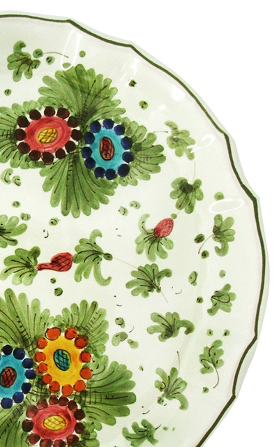 Moda Domus Fiorito By ; Set-of-four Hand-painted Ceramic Dessert Plates In Green