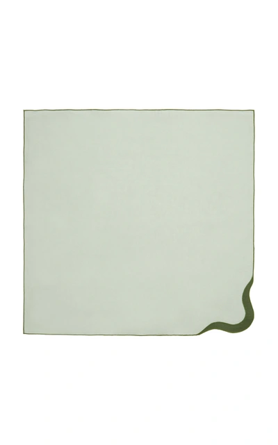 Moda Domus Scalloped Linen Placemat And Napkin Set In Green