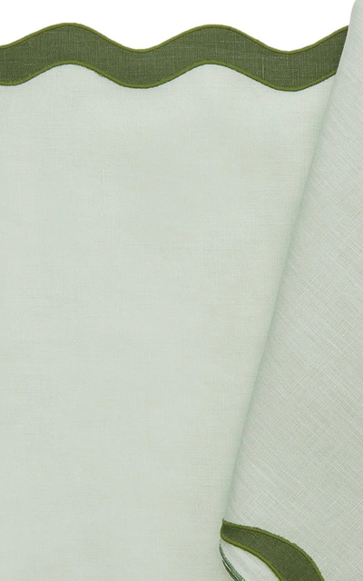 Moda Domus Scalloped Linen Placemat And Napkin Set In Green