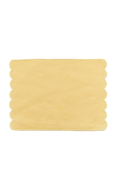 Moda Domus Set-of-four Linen Cocktail Napkins In Yellow,olive