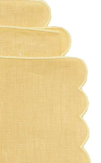 Moda Domus Set-of-four Linen Cocktail Napkins In Yellow,olive