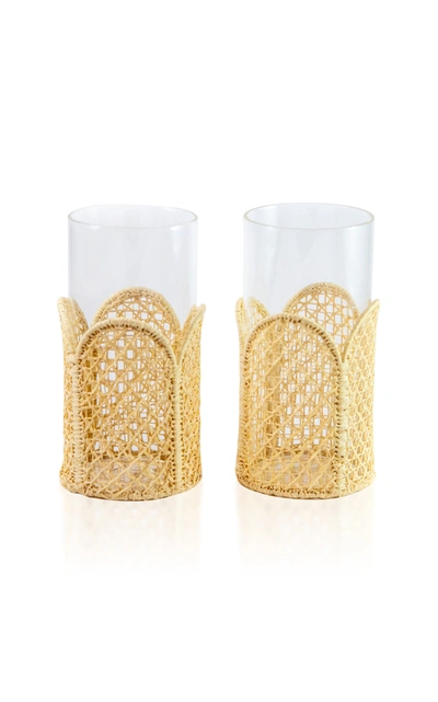 Moda Domus Set-of-four Raffia-lined Tall Glasses In Neutral