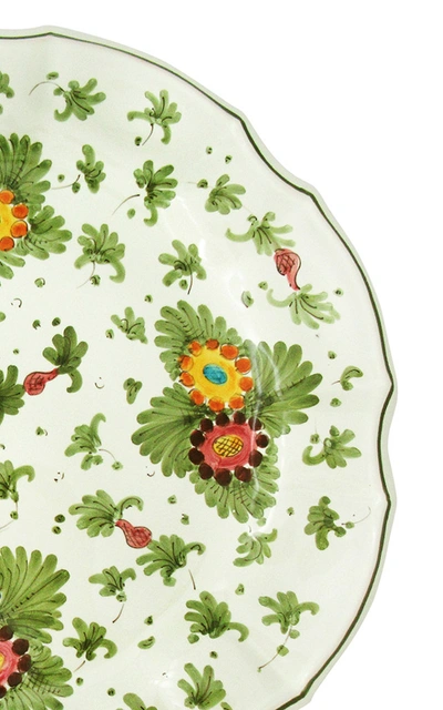 Moda Domus Fiorito By ; Set-of-four Hand-painted Ceramic Dinner Plates In Green