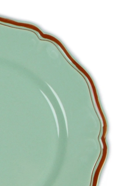 Shop Moda Domus ; Set-of-four Hand-painted Ceramic Dinner Plates In Orange