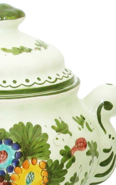 Moda Domus Fiorito By ; Hand-painted Ceramic Cream And Sugar Set In Green
