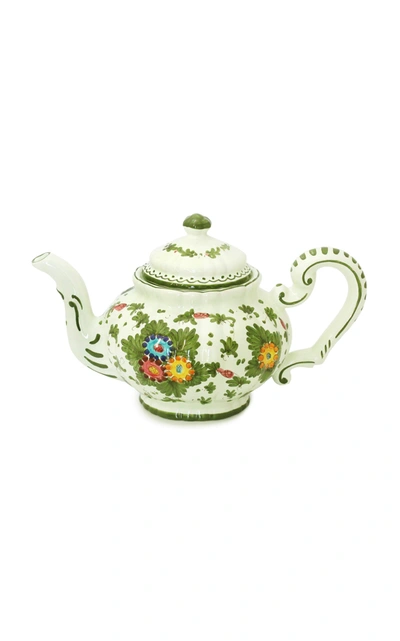 Moda Domus Fiorito By ; Hand-painted Ceramic Tea Service Set In Green