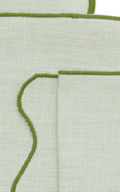 Moda Domus Set-of-four Scalloped Linen Cocktail Napkins In Green