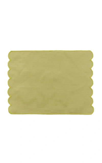 Moda Domus Set-of-four Linen Cocktail Napkins In Yellow,olive