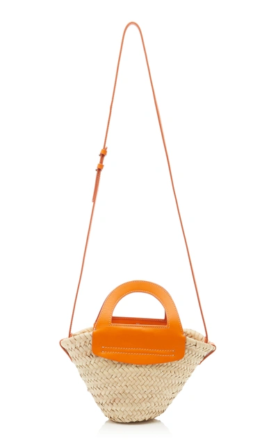 Cabas Mini Leather-Trimmed Straw Tote By Hereu