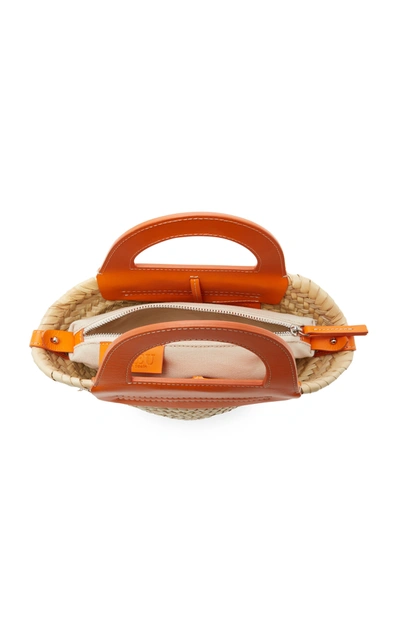 Shop Hereu Cabas Mini Leather-trimmed Straw Tote In Orange