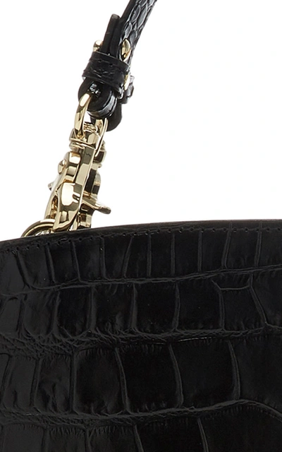 Shop Chylak Small Croc-effect Leather Tote In Black