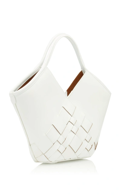 Hereu Coloma Small Woven Leather Tote In White | ModeSens