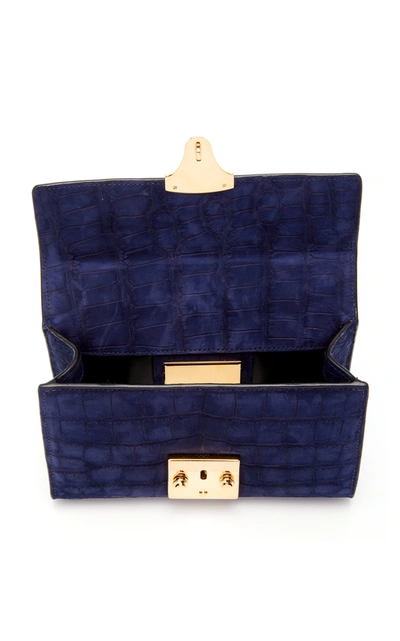 Shop Stalvey Exclusive Top Handle 2.0 Alligator Shoulder Bag In Navy