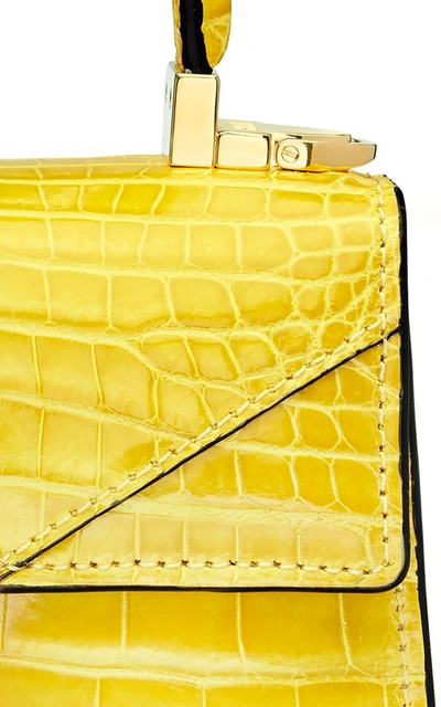 Shop Stalvey Trapezoid Mini Alligator Bag In Yellow