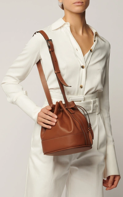 Shop Hunting Season Drawstring Leather Shoulder Bag In Brown