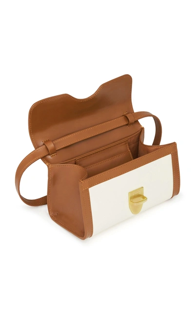 Shop Rylan Mini Satchel Contrasting Leather Top Handle Bag In White