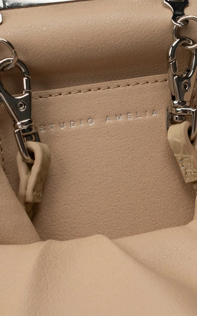 Shop Studio Amelia Envelope Mini Snake-effect Leather Bag In Neutral