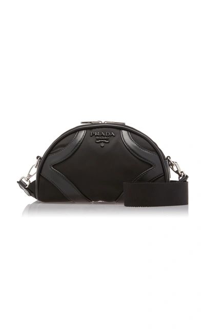 Shop Prada Half Moon Nylon Crossbody Bag In Black