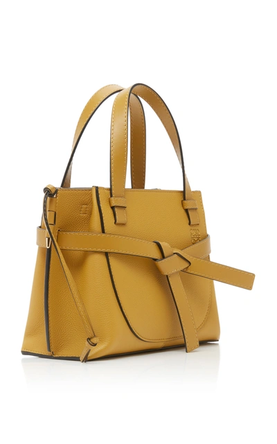 Shop Loewe Mini Gate Leather Tote In Yellow