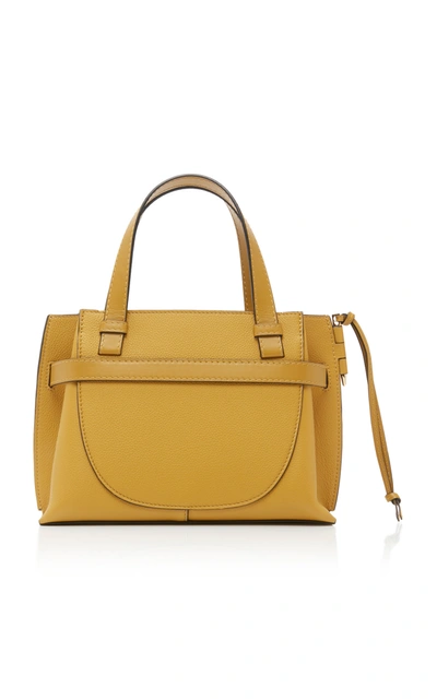 Shop Loewe Mini Gate Leather Tote In Yellow