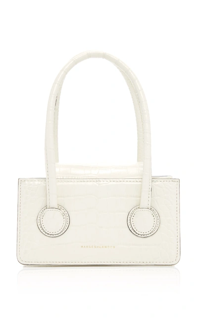 Shop Marge Sherwood Grandma Mini Croc-effect Leather Top Handle Bag In White