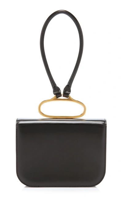 Shop Jil Sander Leather Handlebar Clutch In Black