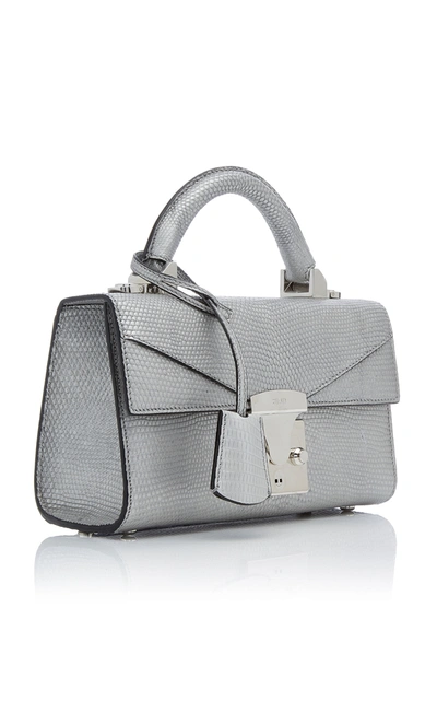 Shop Stalvey Exclusive Metallic Lizard Handbag In Silver