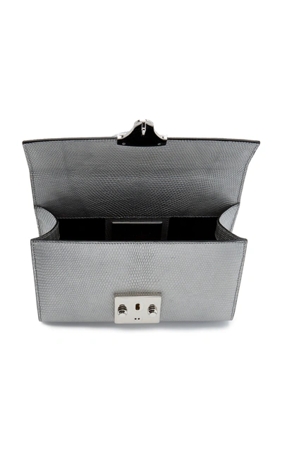 Shop Stalvey Exclusive Metallic Lizard Handbag In Silver
