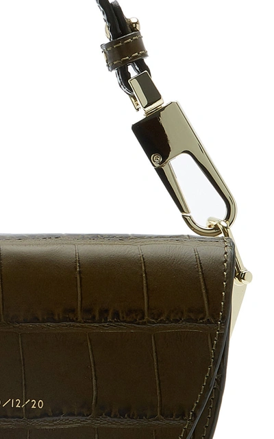 Shop Chylak Croc-effect Leather Saddle Bag In Green