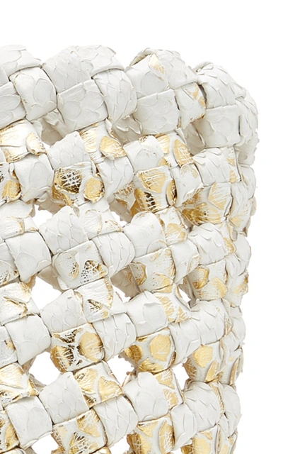Shop Nancy Gonzalez Medium Woven Python Tote In White