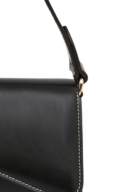 Shop Rylan Baguette Contrast Stitch Leather Shoulder Bag In Black