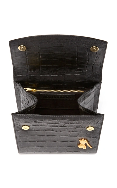 Shop Marargent Claude Croc-effect Leather Top Handle Bag In Black