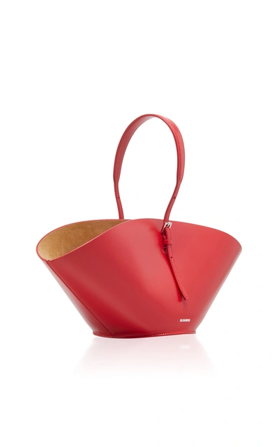 Shop Jil Sander Sombrero Small Leather Top-handle Bag In Red