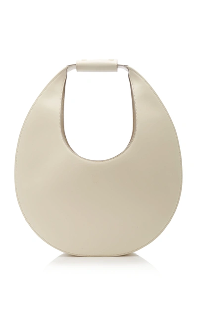 Shop Staud Large Leather Moon Bag In White