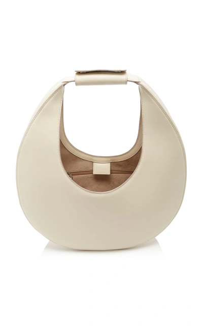 Shop Staud Large Leather Moon Bag In White