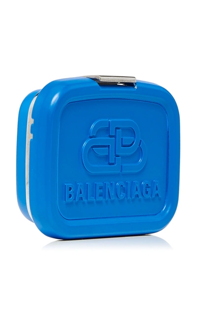 Shop Balenciaga Lunch Box Mini Leather Case Bag In Blue