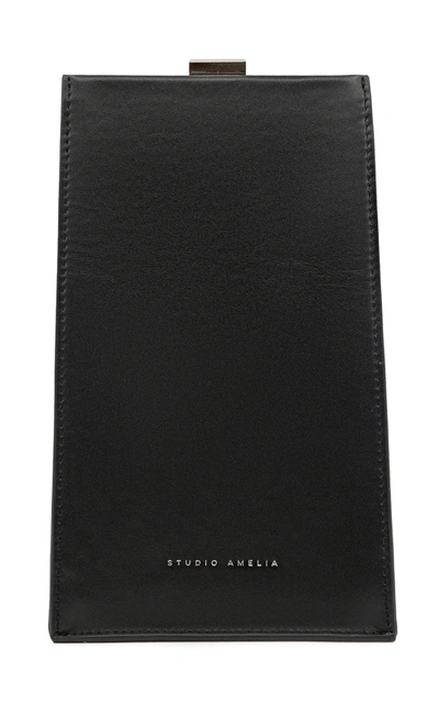 Shop Studio Amelia Envelope Mini Leather Bag In Black