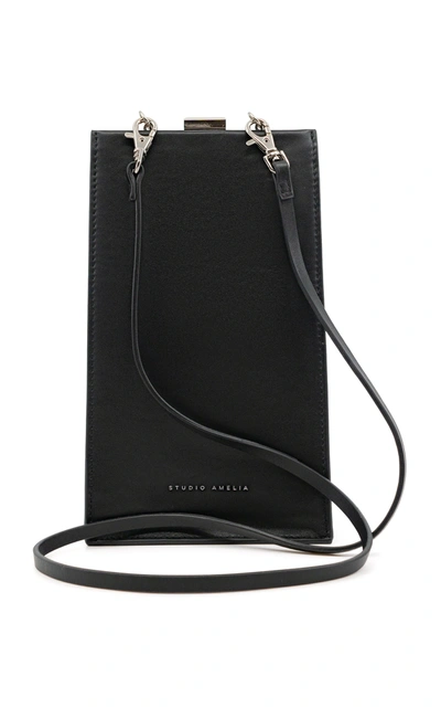 Shop Studio Amelia Envelope Mini Leather Bag In Black