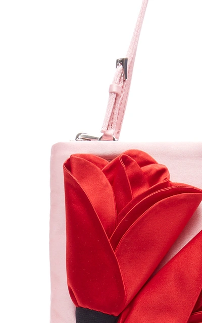 Shop Prada Flower Embellished Raso Mini Top Handle Bag In Pink