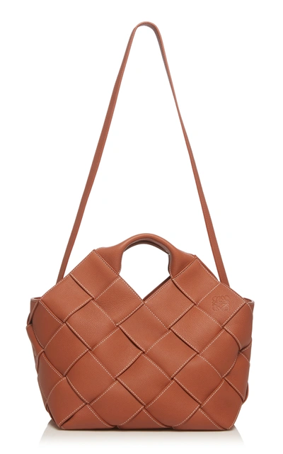 Shop Loewe Woven Basket Bag In Brown