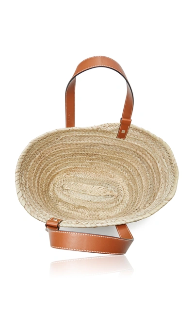 Shop Loewe Medium Raffia And Leather Basket Bag In Neutral