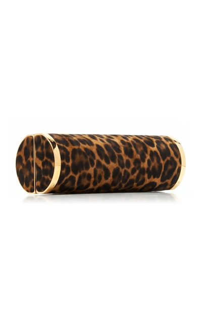 Shop Hunting Season The Roll Leopard-print Suede Clutch In Animal
