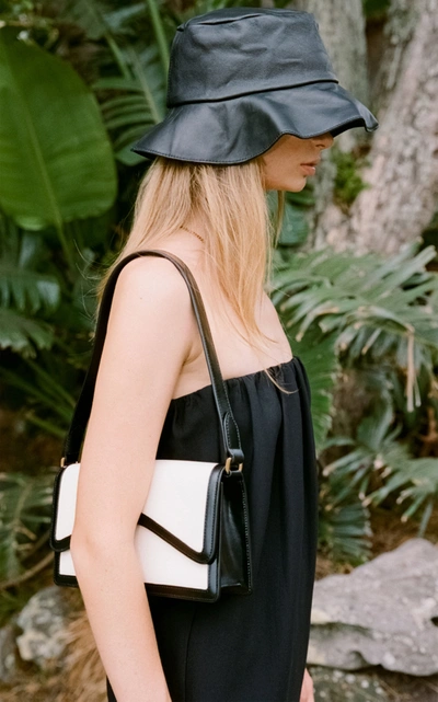 Shop Rylan Baguette Two-tone Leather Shoulder Bag In Black/white