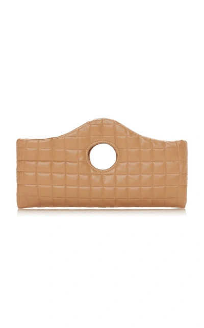 Shop A.w.a.k.e. Liv Quilted Faux Leather Clutch In Neutral