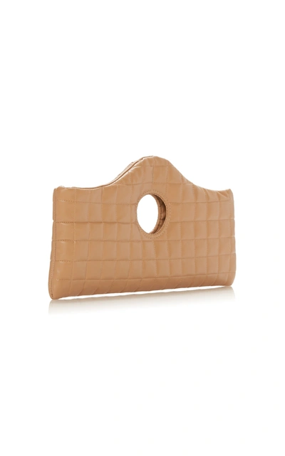 Shop A.w.a.k.e. Liv Quilted Faux Leather Clutch In Neutral