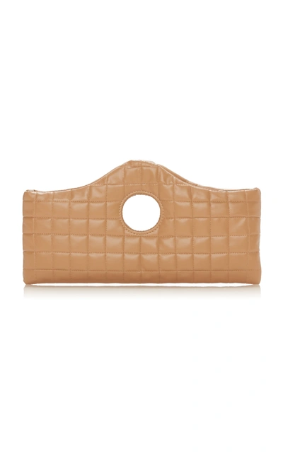 Shop A.w.a.k.e. Liv Quilted Faux Leather Clutch In Neutral