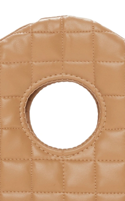 Shop A.w.a.k.e. Liv Quilted Faux Leather Clutch In Neutral