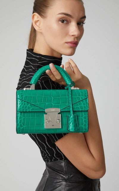 Shop Stalvey Exclusive Alligator Shoulder Bag In Dark Green